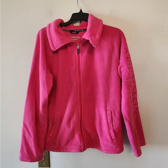 Calvin Klein Performance Jackets & Blazers - Calvin Klein Performance Pink Fleece Sleeve Logo Full-Zip Jacket Size large